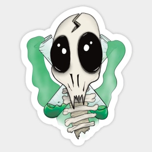 Weird Science Lab Alien Skull and Cross Test Tubes Sticker